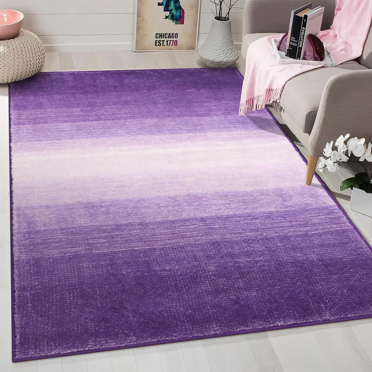 Wonnitar 3x5 Modern Purple Rugs