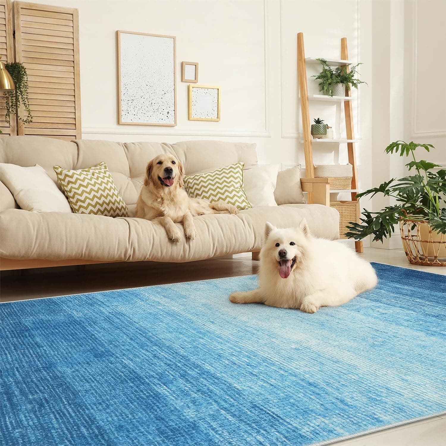 Wonnitar Modern Ombre 8x10 Washable Blue Rug