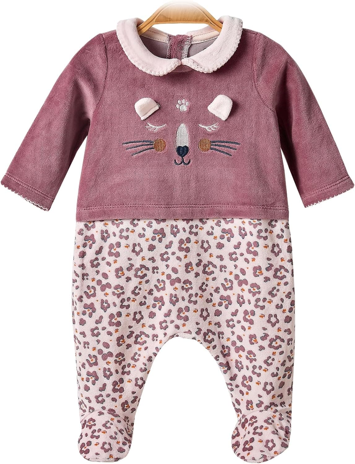 Baby Cotton-Blend Footed Velvet Romper, Long Sleeved Jumpsuit for 0–12 Months Infants