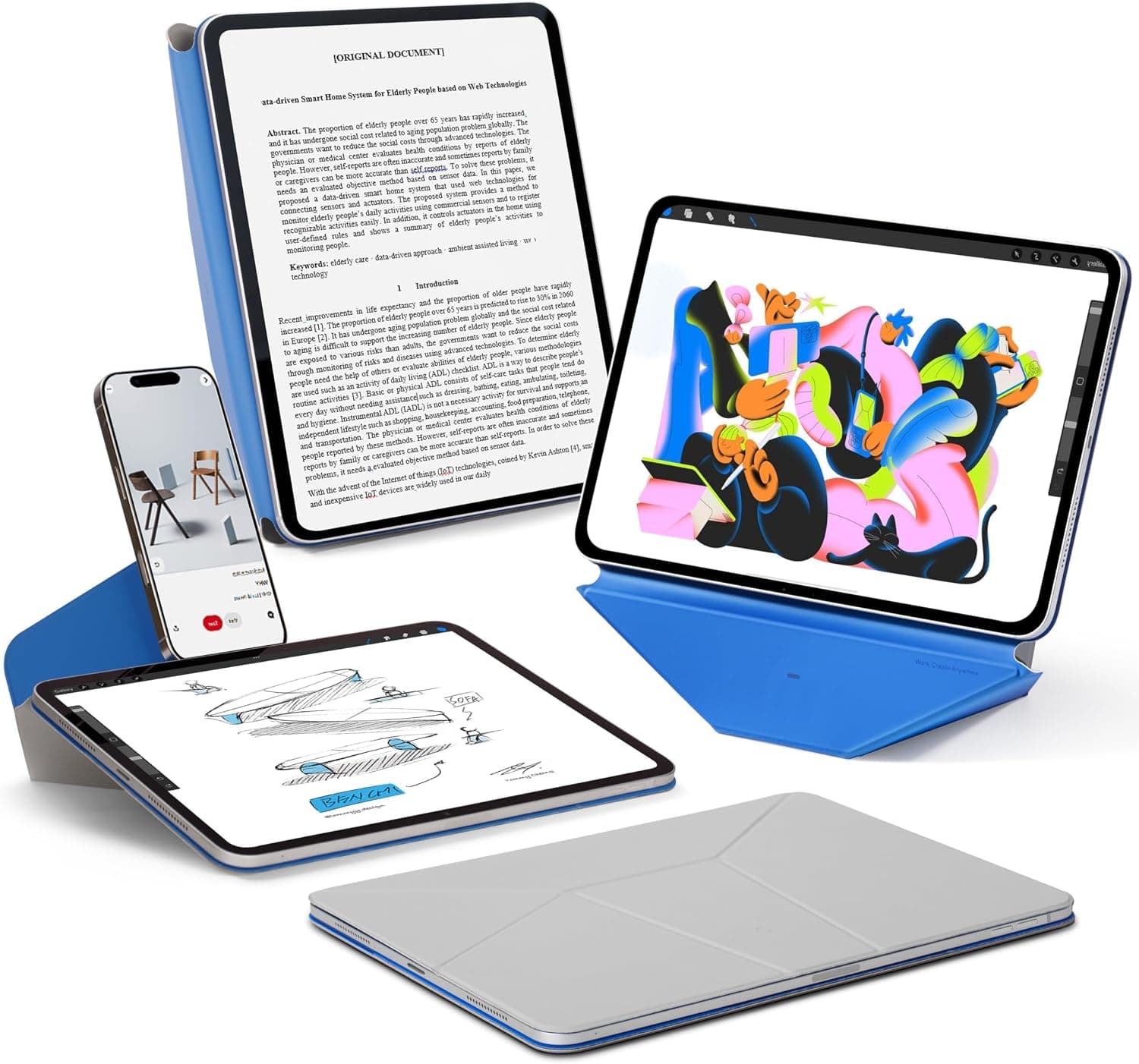 MOFT Dynamic Folio Case for iPad Air 13-inch (M4 2026 / M3 2025 / M2 2024),Slim Magnetic Stand Case with 20+ Viewing Angles, Auto Wake/Sleep,Ultra Thin, Cement x Sapphire