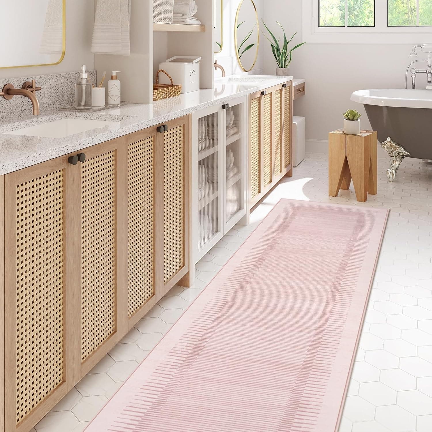 Wonnitar Pink Striped Runners 2'6"x8'
