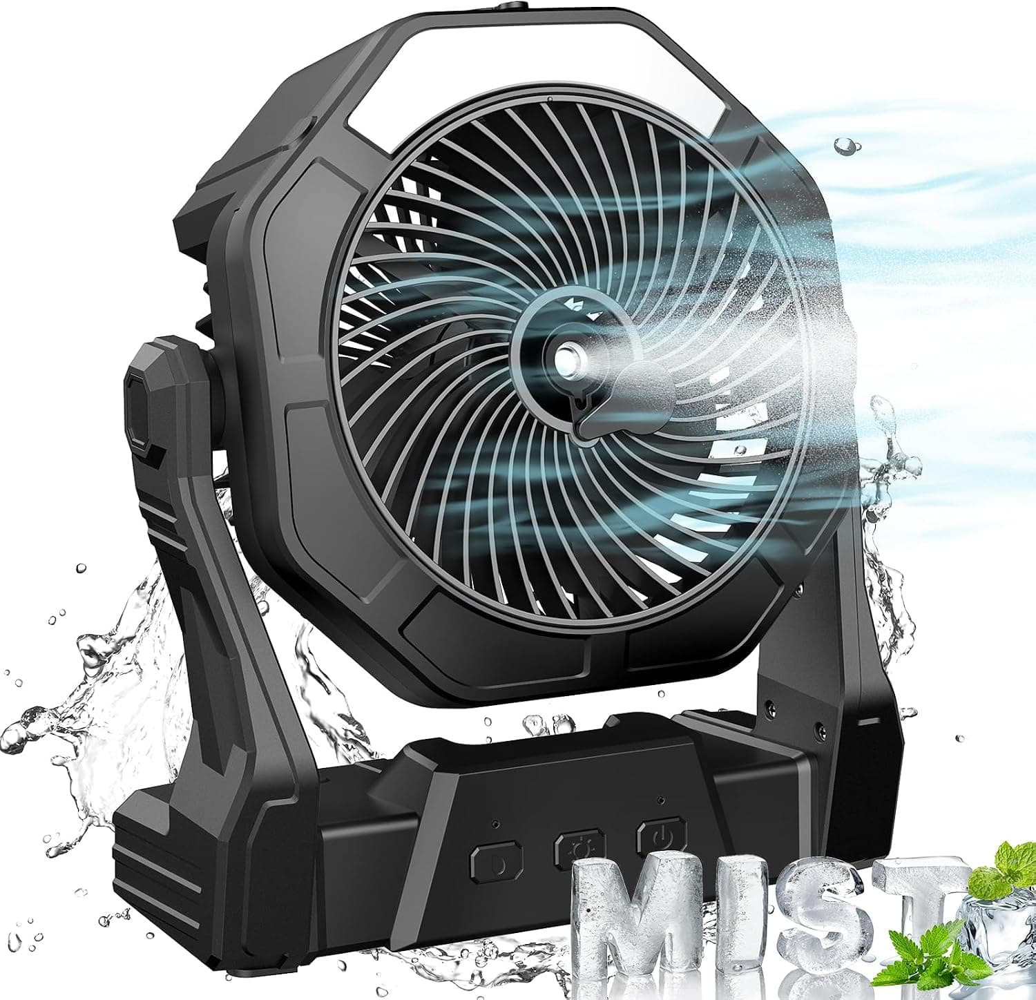 Ausic Portable Misting fan, 8-Inch Cooling Mist Fans, [8-35Hrs] USB Rechargeable Battery Powered Fan with Mister, 250mL Water Tank & LED Lantern, for Home Desk, Bedroom, Office, Outdoor&Indoor Use