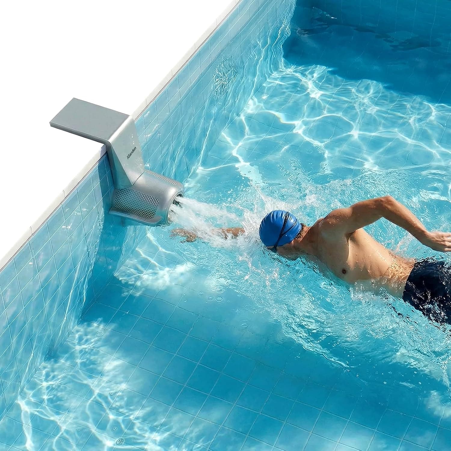 (2026 New) iGarden P100 Swim Jet for Pool, Swimming Pool Current Machine with 5 Wave Modes, 0-100% Adjustable Water Flow Trainer for Recreational Training, Fitness & Family Leisure