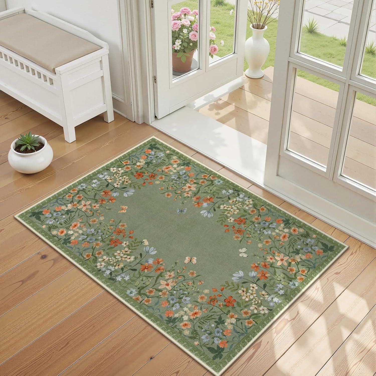 Wonnitar 2x3 Green Boho Bathroom Rugs