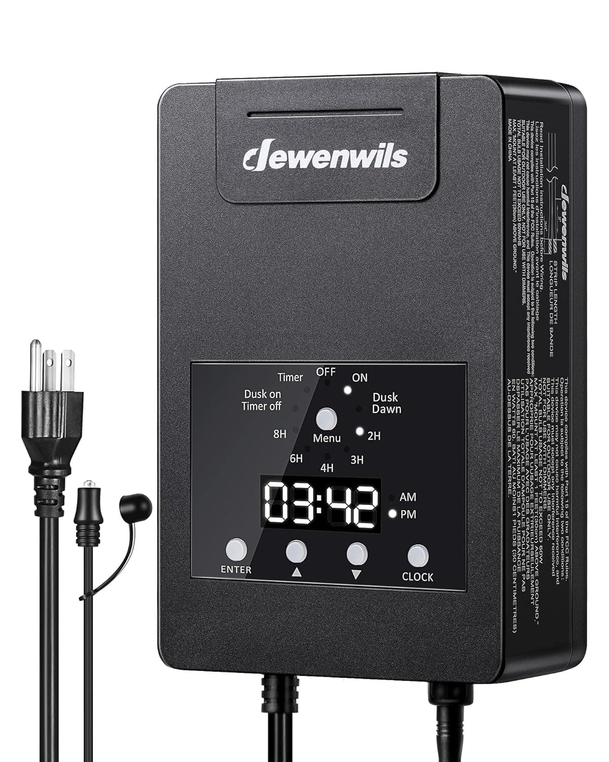 DEWENWILS 120W Low Voltage Transformer with Photocell Sensor & Timer, 120V AC to 12V DC, Weatherproof Landscape Lighting Transformer for Spotlights, Garden Lights, Steplight, Billboard…