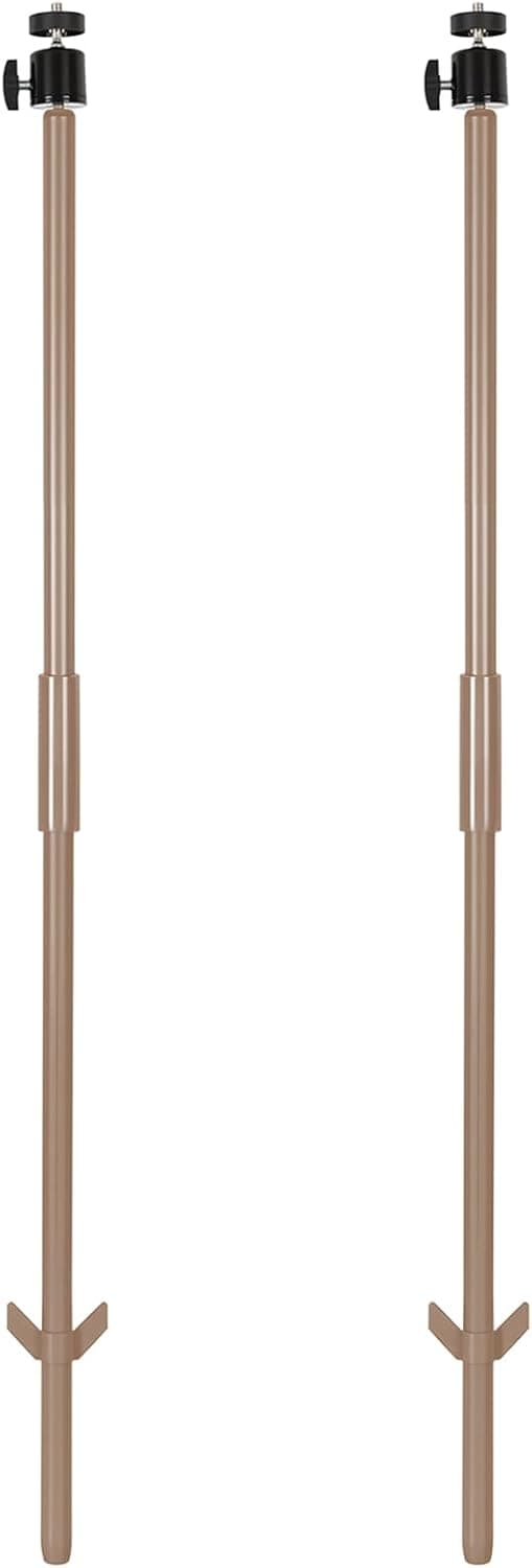 2pcs Camera Post Outdoor Trail Camera Stakes Universal Cameras Lights Recorder Stand Light Weight with 4/1" Screw Mount for Farm Yard Garden, 36-Inch Pathwork DIY Holder Outdoor (Brown, 2-in-1)
