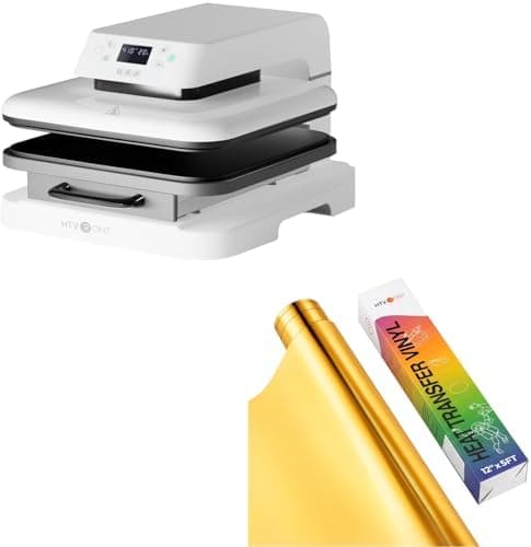 HTVRONT Auto Heat Press Machine & Gold Metallic HTV Vinyl - 12”x 5ft