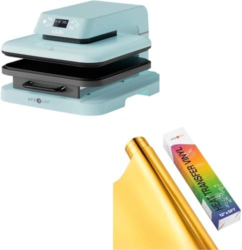 HTVRONT Auto Heat Press Machine & Gold Metallic HTV Vinyl - 12”x 5ft