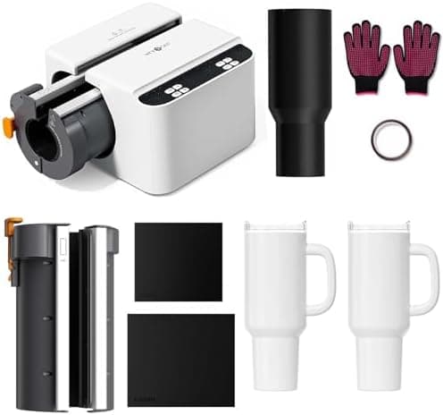 HTVRONT 2 in 1 A200H Pro Kit - Auto Tumbler Heat Press with Attachment, for 15-40oz Tumblers, White (with 2 Sublimation Tumbler Blanks)