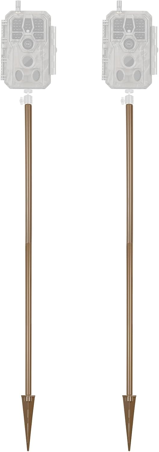 2pcs Ground Stake Camera Tripod Stake Universal Outdoor Cameras Stand Mount - Adjustable, Durable & Multi-Purpose for Outdoor Adventures 42-inch Conecct to Ball Heads (Brown, 3.5ft)