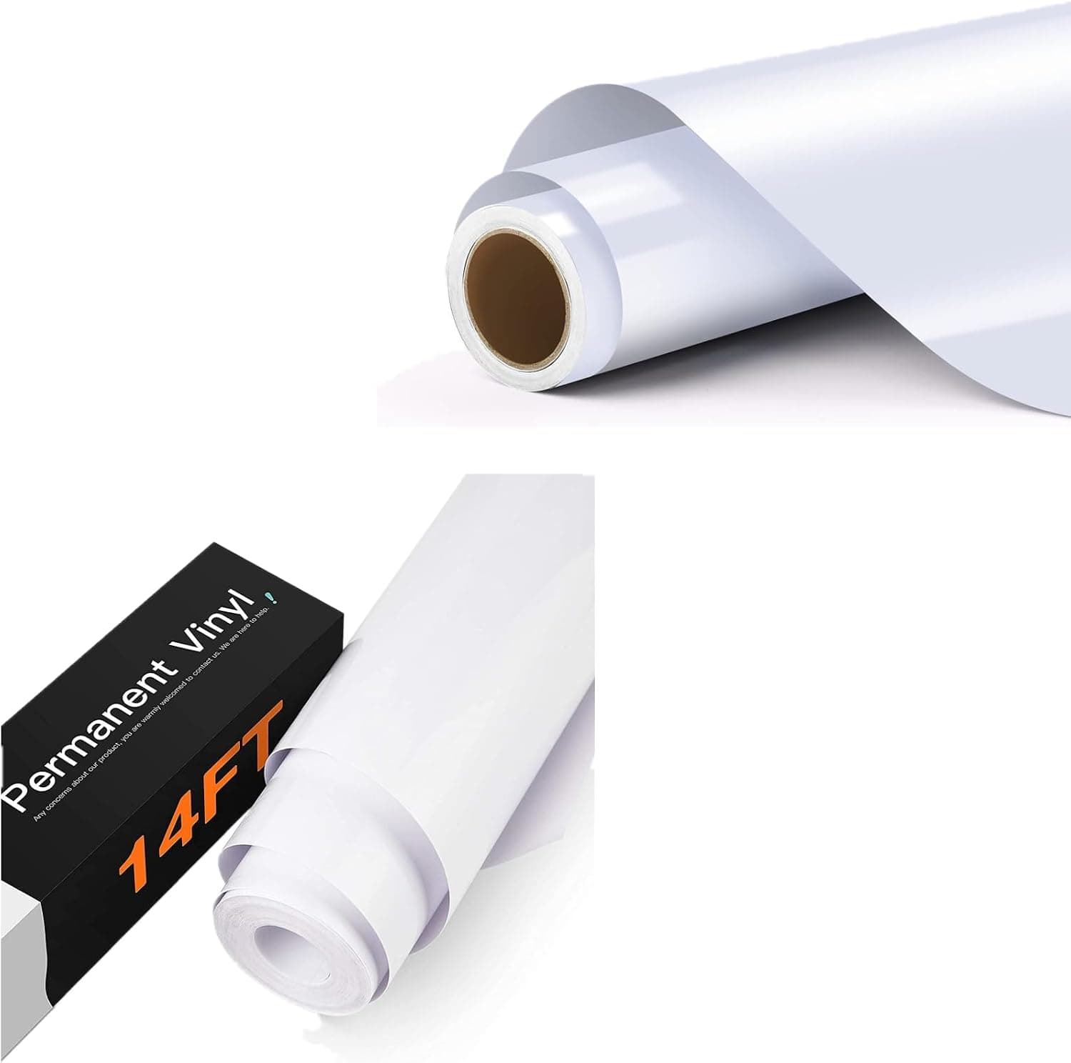 HTVRONT 11ft Glossy White Permanent Vinyl Rolls & 14ft Glossy White Permanent Vinyl