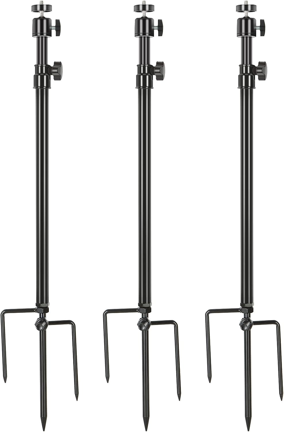3 Pack Trail Camera Mount, 360° Adjustable 1/4''-20 Thread Universal Ground Stake Mount, Foldable Stainless Steel Bracket for Outdoor Security Cameras, Solar Panels, Fishing Lights