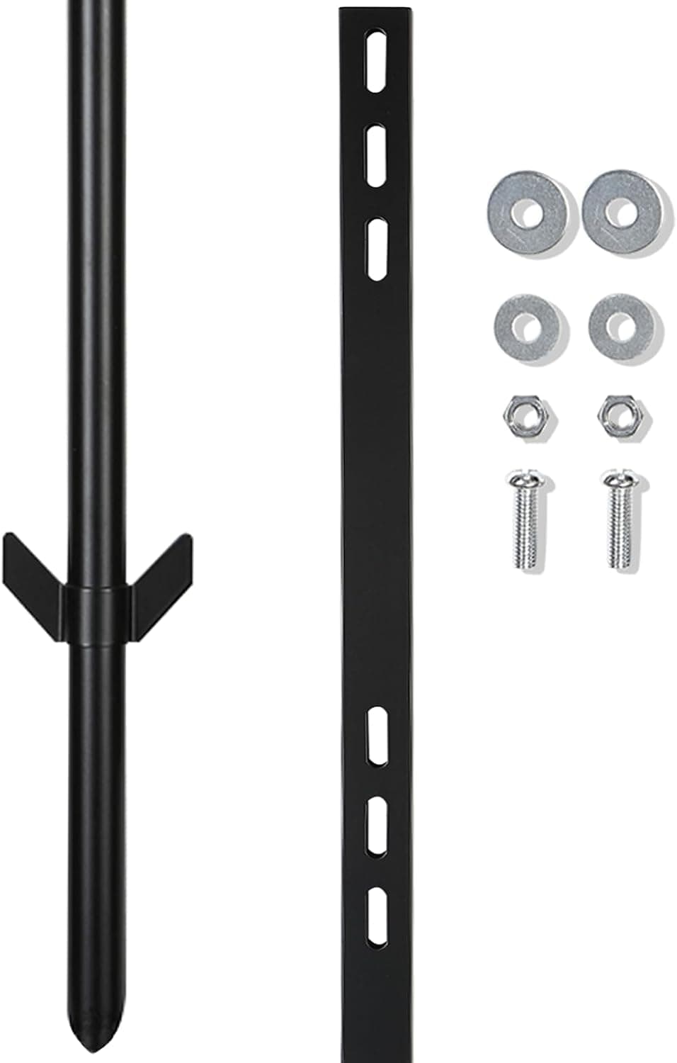 2 Pcs 36'' Yard Sign Stake for Outdoor, Metal Garden Posts with Barbed Anchors, Easy to Install, Rugged, Lightweight & Abjustable 3 Foot Signs Pole for Ground Lawn(Black)