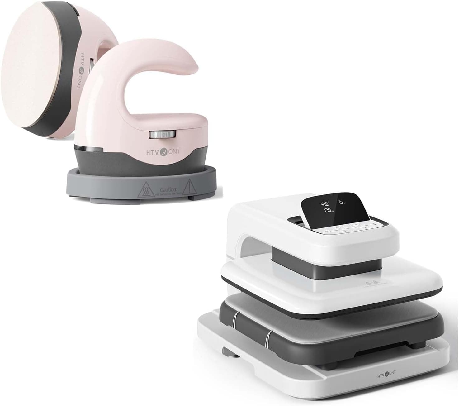 HTVRONT Auto Heat Press 2 + H1 Mini Heat Press Machine Bundle for T Shirts, Hats, Heating Transfer Projects