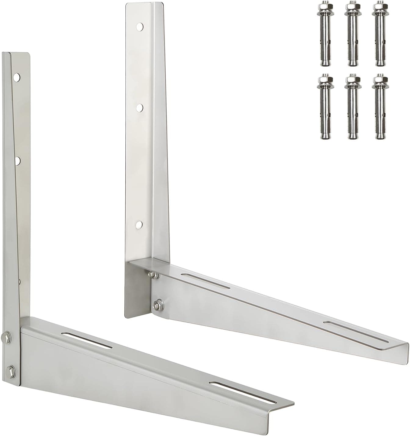 Mini Split Wall Mounting Bracket for 9000-24000 BTU, Heavy Duty Stainless Steel Air Conditioner Support Bracket for Mini Split Air Conditioner Heat Pump Systems, 1 Pair, Rust Free