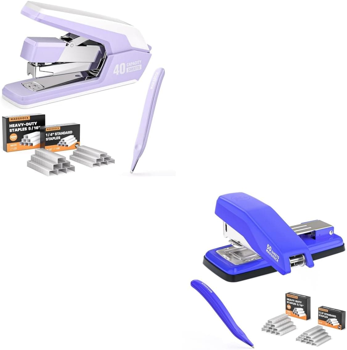 50 Sheet Capacity Desktop Stapler + 40-50 Sheet Capacity Effortless Stapler for Desk