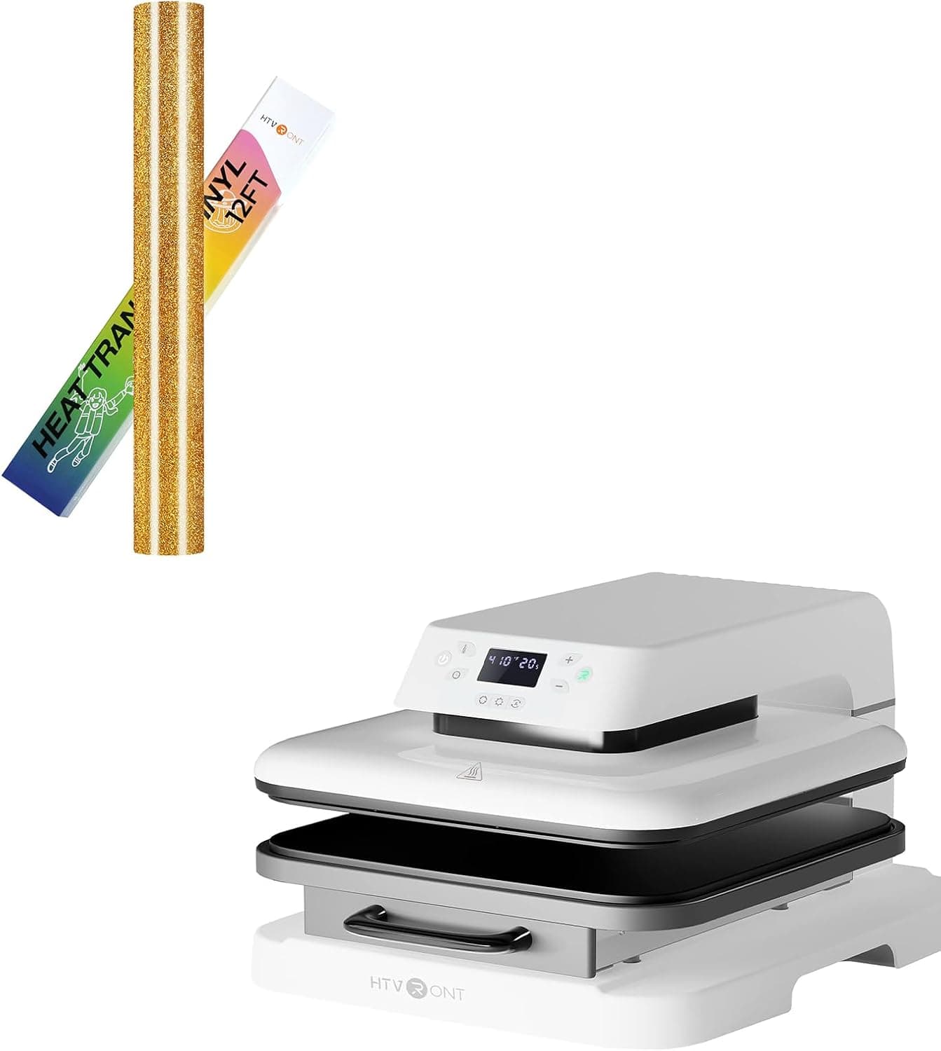 HTVRONT Auto Heat Press Machine for T Shirts - 15x15 Smart T Shirt Press Machine & HTVRONT Gold Glitter HTV - 12" X 12FT Glitter Heat Transfer Vinyl