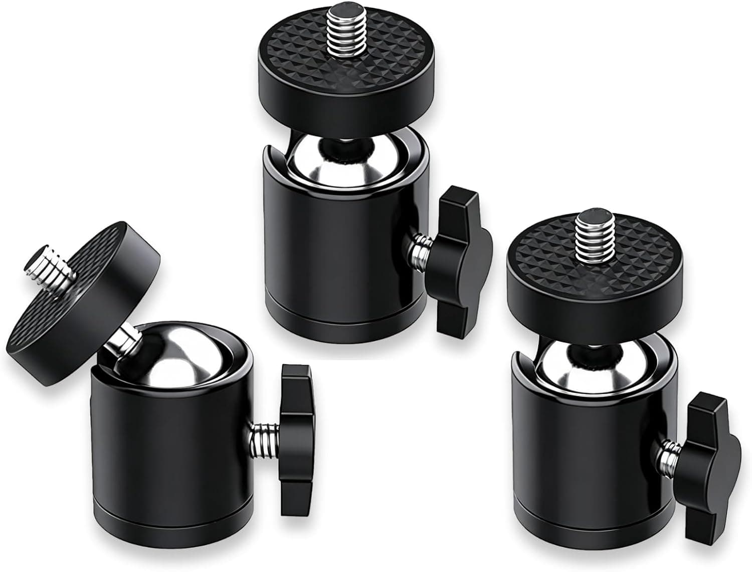 Universal 1/4" Mini Ball Head Screw Tripod Mount, 3 Pack 360 Degree Rotating Panoramic Mount Base Adapter for DSLR Cameras HTC Vive Tripods Monopods Camcorder Light Stand