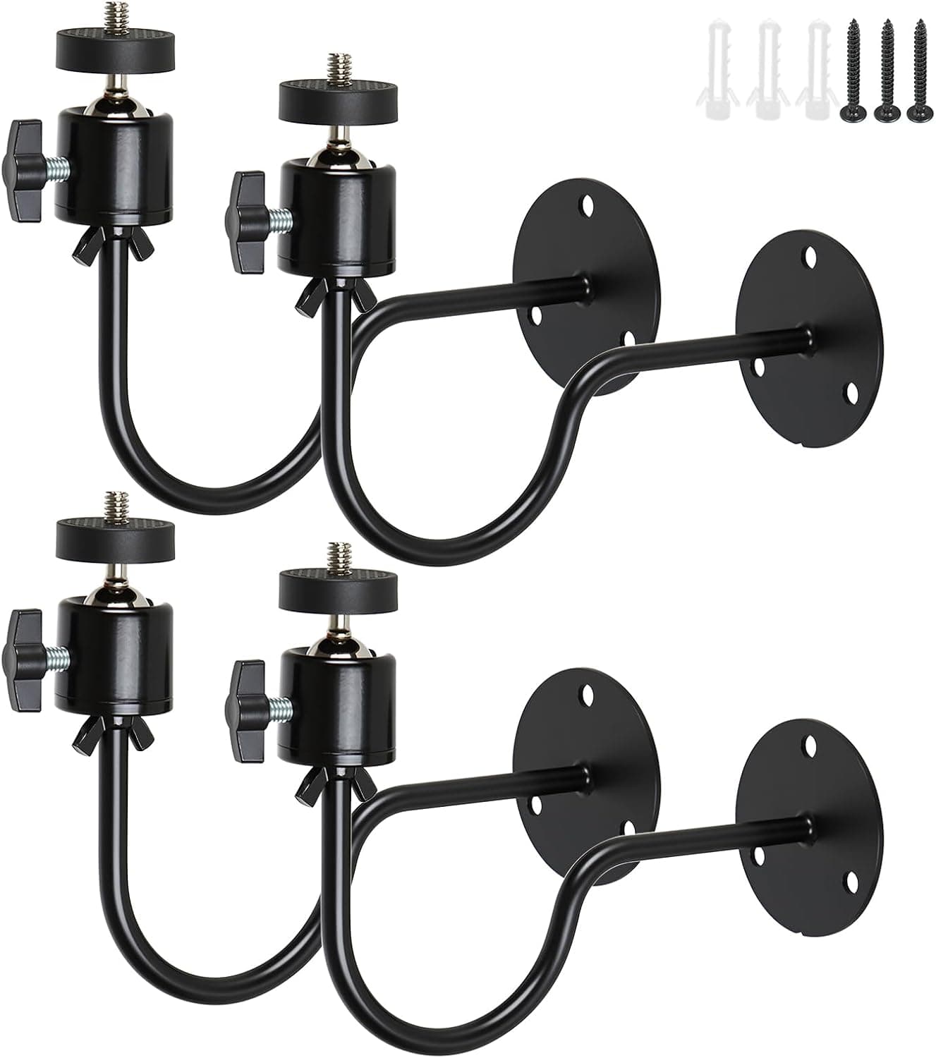 4 Pcs Camera Wall Mount Bracket, Universal Camera Wall Mounting Bracket for CCTV Security, with 1/4" -20 Threaded, 360°Adjustable, Compatible with Solar Panel CCTV Security Trail Cameras