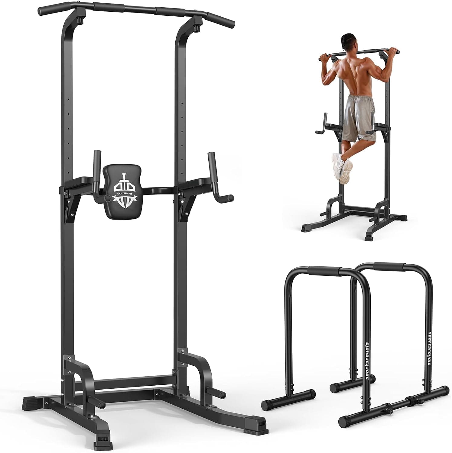 Sportsroyals Power Tower Pull Up Bar Station & Adjustable Dip Bar Station