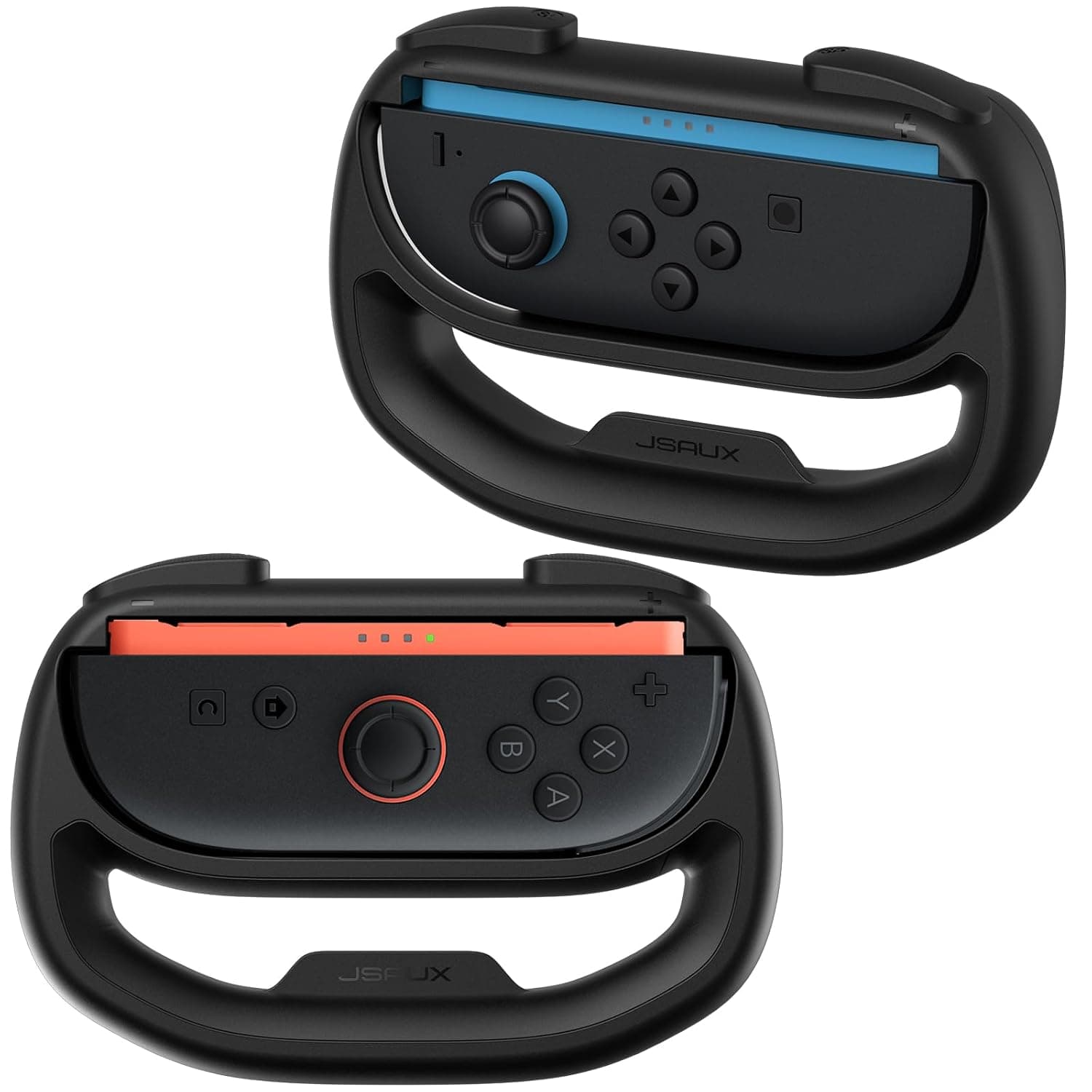 JSAUX Steering Wheels for Nintendo Switch 2 JoyCon Controller, Compatible with Mario Kart 9/8 Deluxe, Realistic Racing Experience with Comfortable Grip, Switch 2 JoyCon Controller Accessories–2X Black