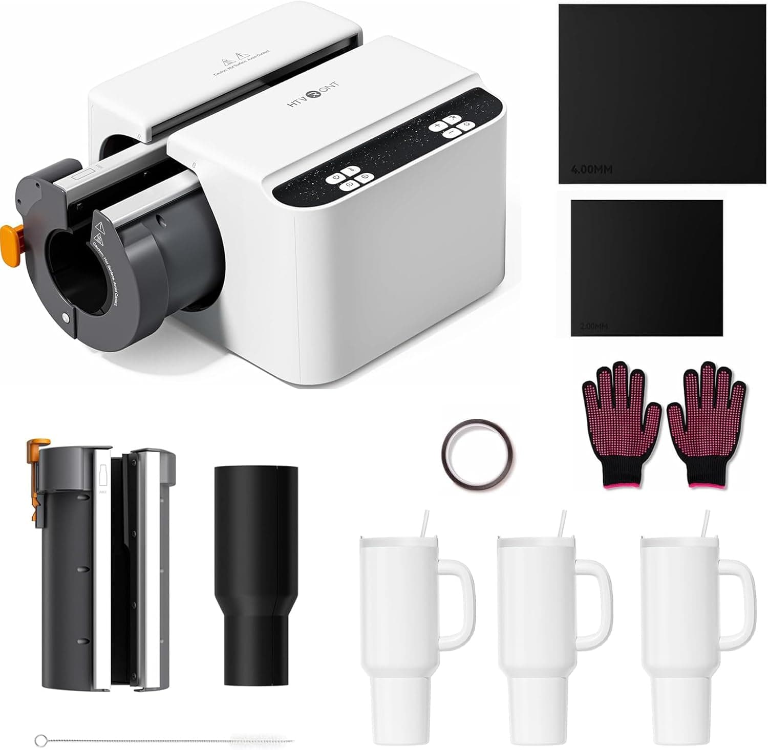 HTVRONT 2 in 1 A200 Pro Kit - Auto Tumbler Heat Press with Attachment, for 15-40oz Tumblers, White (with 3 Sublimation Tumbler Blanks