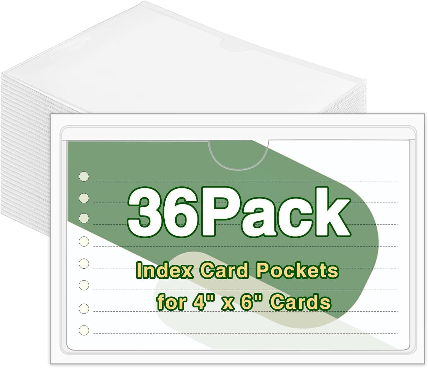 36 Pack 4" x 6" Index Card Holder Adhesive Label Holders Clear Tote Bag Plastic Labels Stickers for Organizing Storage Bins Library Card Shelves (Index Card not Included)