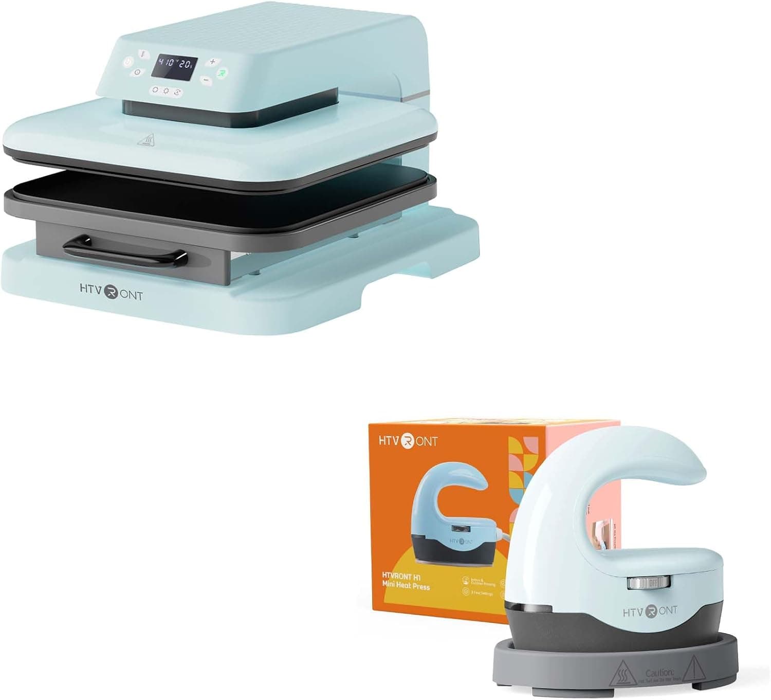 HTVRONT Auto Heat Press Machine for T Shirts + H1 Mini Heat Press Machine for Hats, Heating Trasnfer Projects