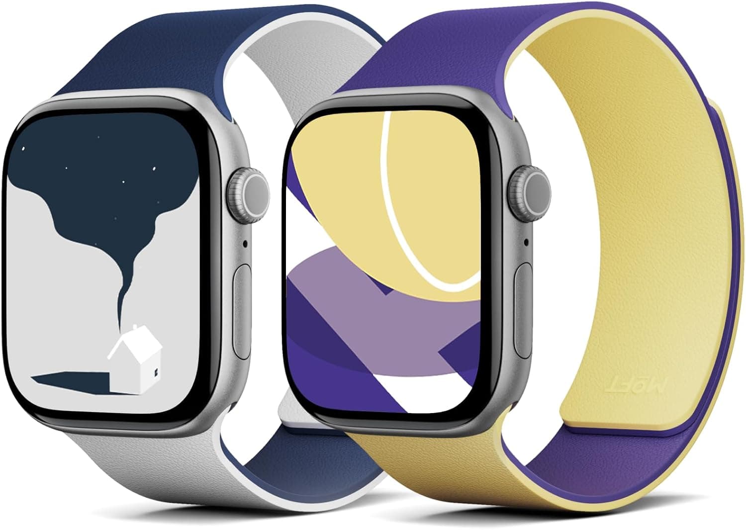MOFT Snap Duo Watch Bands Compatible with Apple Watch 38mm/40mm/41mm/42mm(S11-10) Wade BluexEcho Gray & Strike YellowxPoise Purple