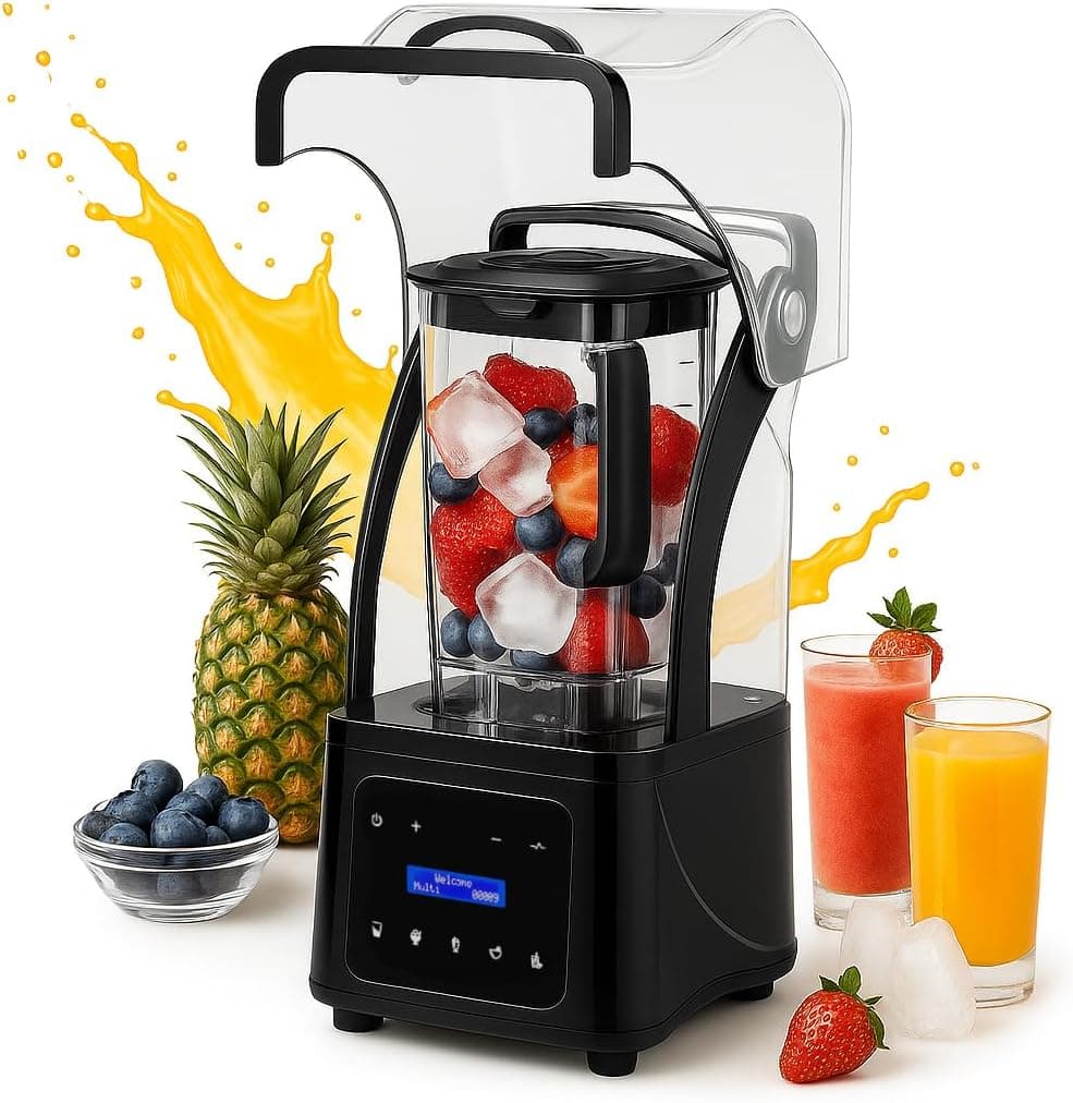 AIZIYO Commercial Blender With Heavy Duty Quiet Shield, 2200 Watts High Speed Motor, 60 Oz BPA-Free Pitcher, 5 Preset Function Countertop Blender for Ice Crush, Smoothies, Shakes, Spreads
