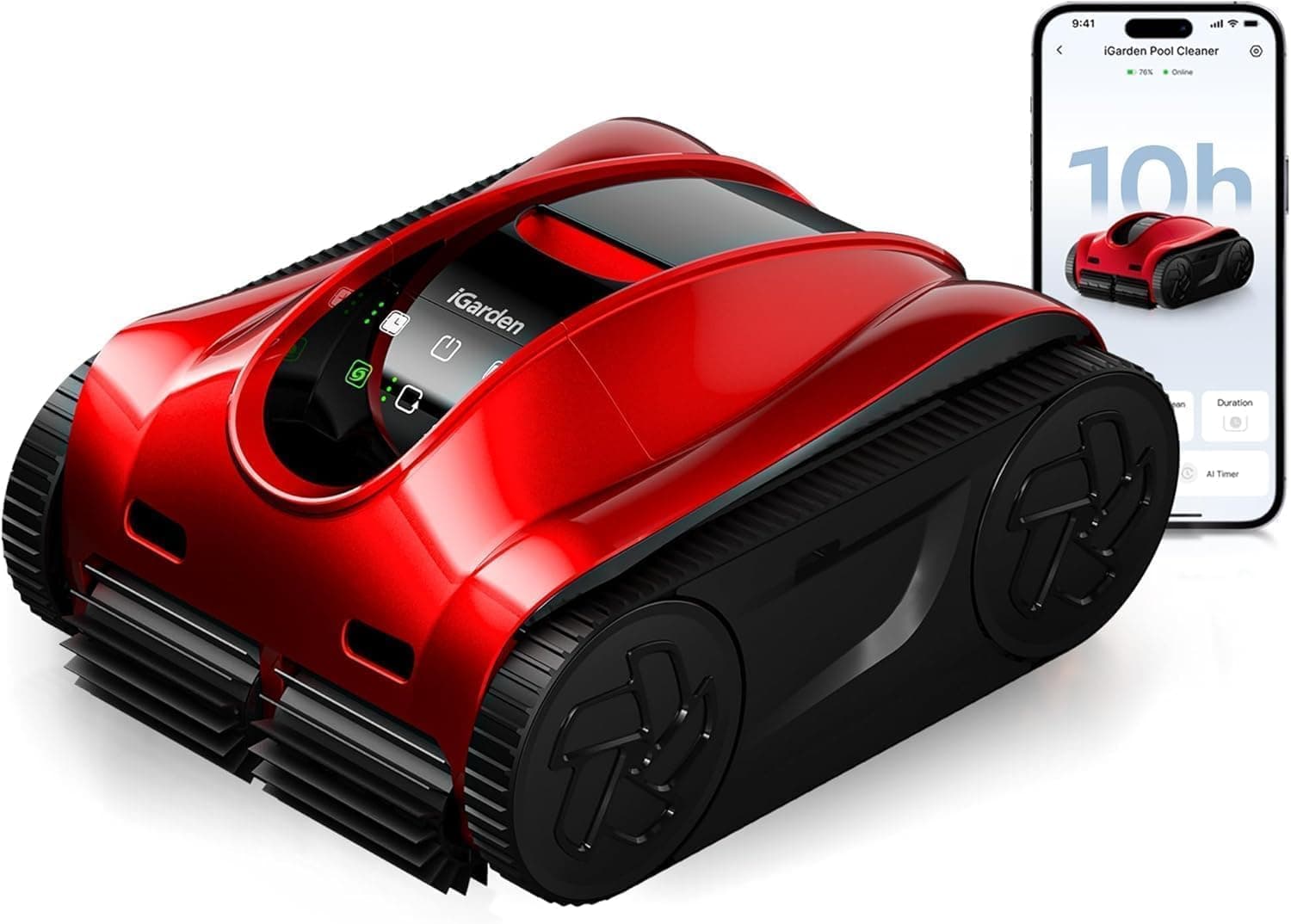 iGarden K Pro Cordless Robotic Pool Cleaner, 10H Runtime for Inground Pools, Wall Climbing & Waterline Scrubbing, 200% Turbo Suction, Smart AI Navigation, App & Touchscreen Control