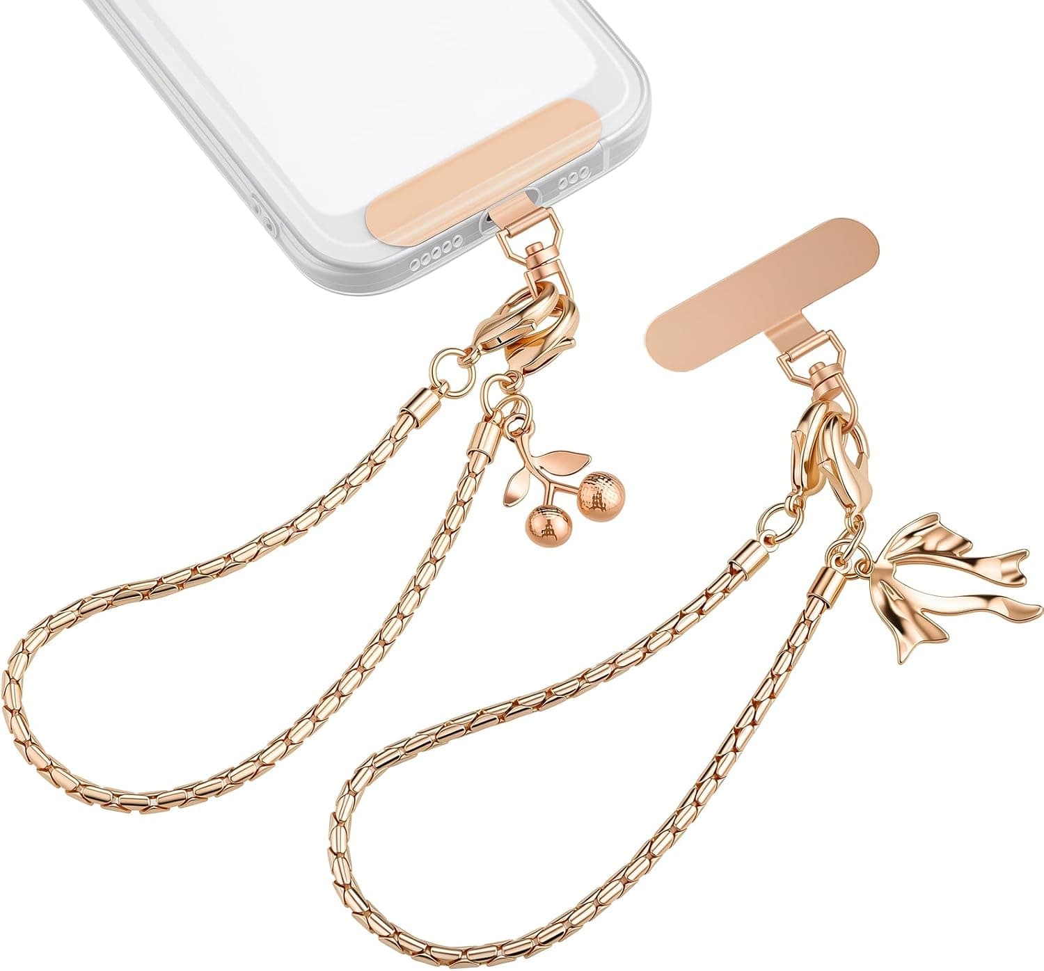 BESARME 2 Pack Phone Wrist Strap Gold Metal Phone Charms - Daily Commute On The Go Use Gift Giving Holidays Special Occasions Sturdy Design Universal Fit For Bag Wallet