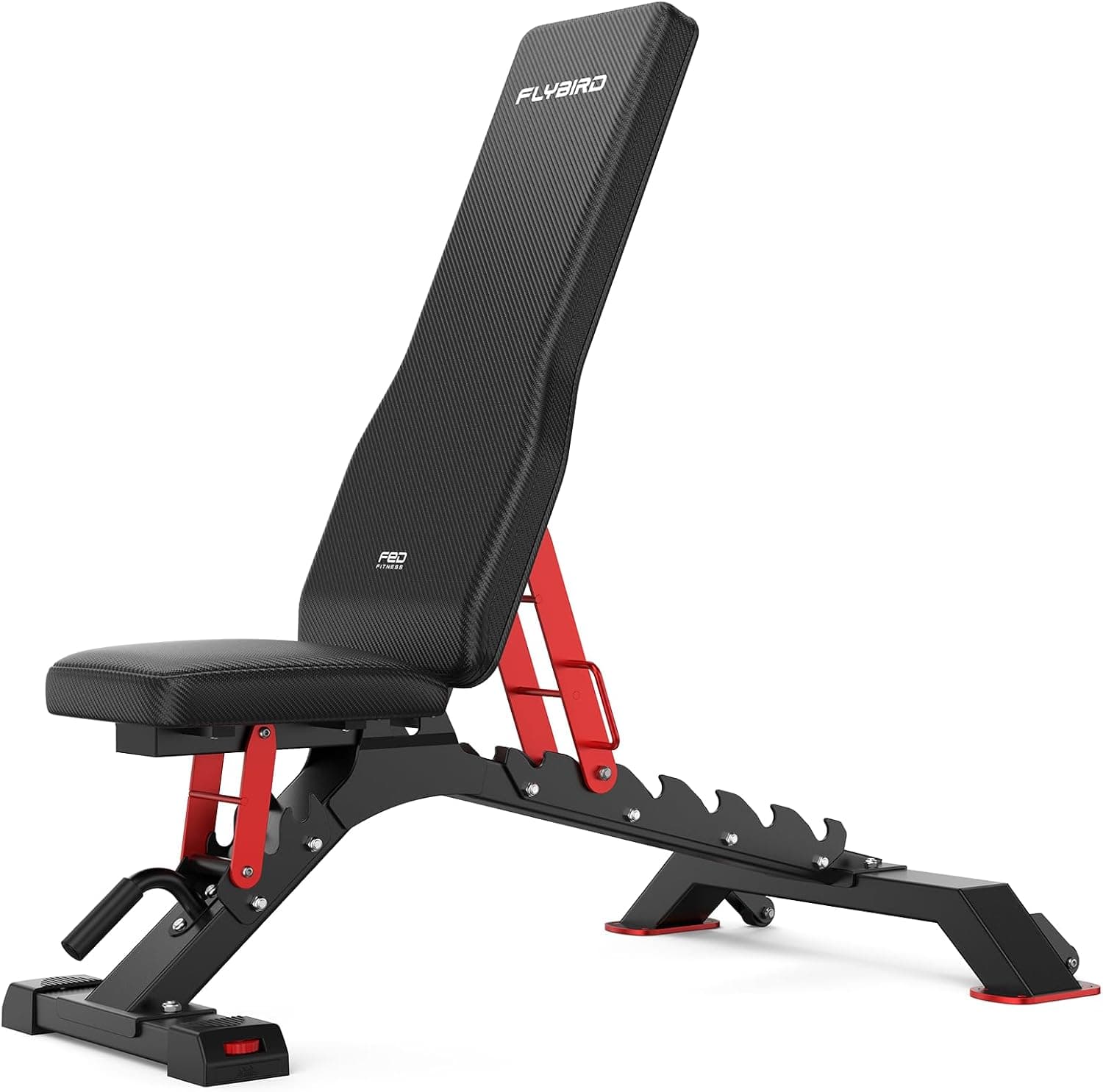 FLYBIRD WB7 Weight Bench, Commercial Grade Adjustable Weight Bench - 1300LBS Workout Bench for Home Gym, Flat Incline Bench Press Heavy Duty Bench with 34'' Extra-Long Backrest and Easy-Roll Wheels