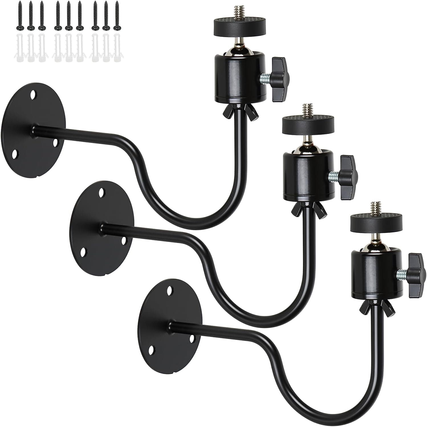 3-Pack Trail Camera Mount Wall Holder, 1/4" -20 Threaded Insert 360°Rotating Adjustable Trail Camera Stand for Mounting Trail Cameras, Solar Panels, etc