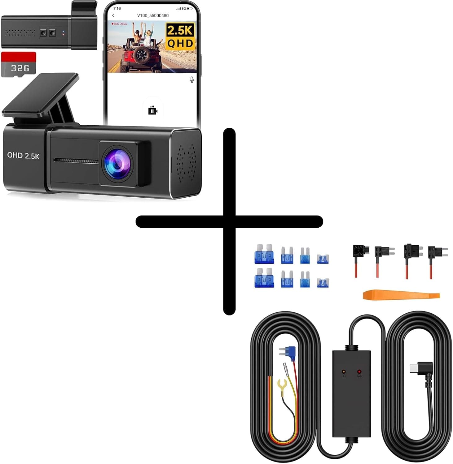 E-YEEGER Dash Cam Front with Hardwire Kit – 24/7 Parking Protection