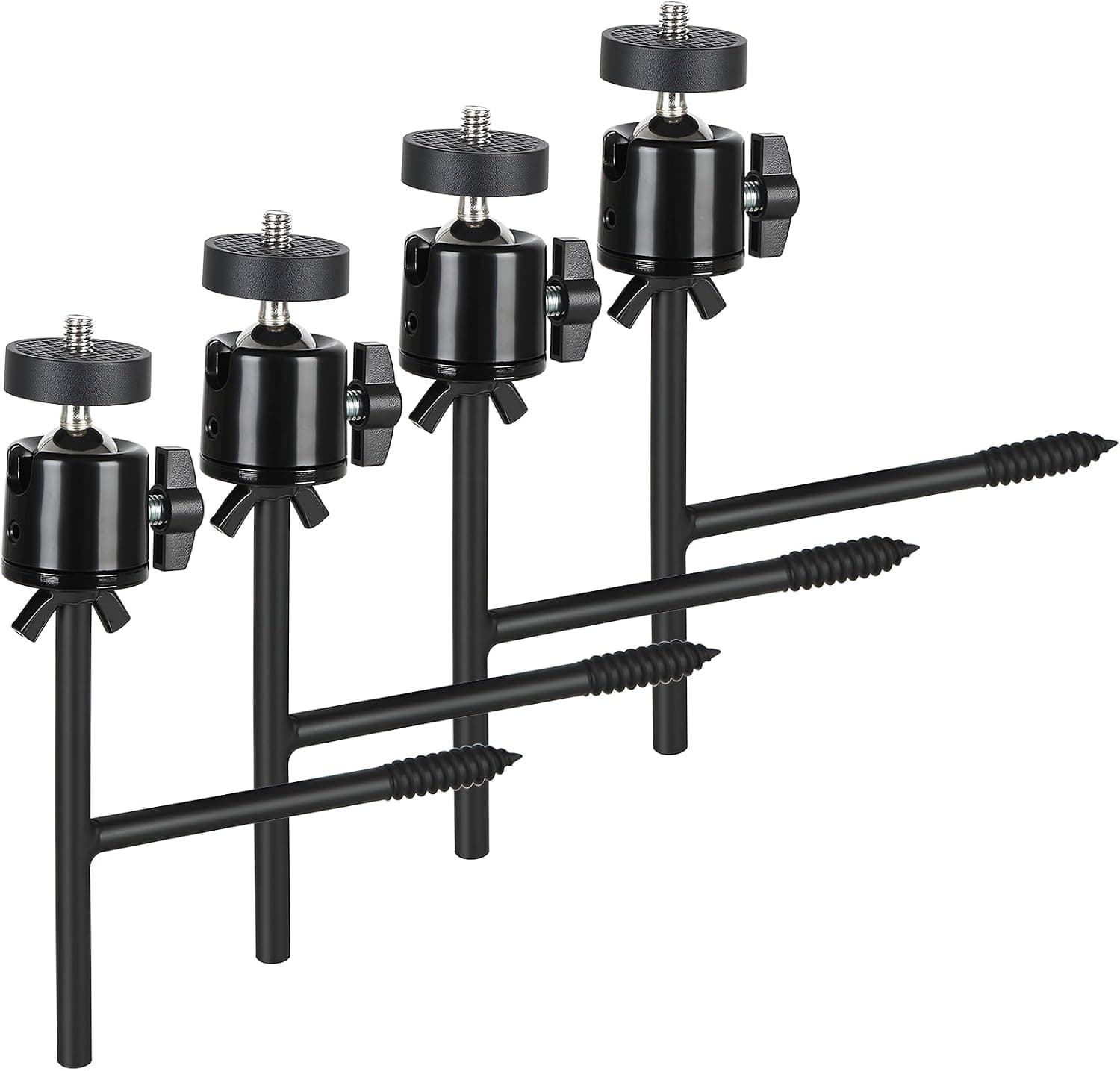 4-Pack Camera Mount T-Style Tree Stand with Mini Ball Head 360° Gimbal Outdoor Universal Holder for Security Action Hunting Cam