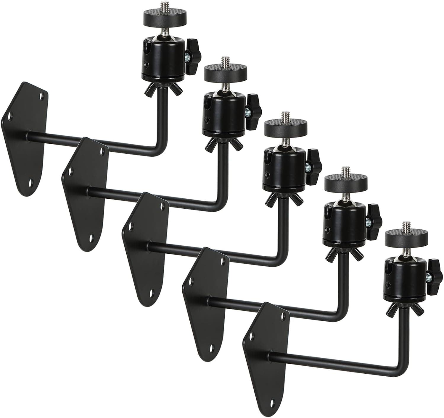 5-Pack Universal Camera Mounts Kit Metal Stand Holder with Mini Ball Head for Security Trail Hunting Cameras Indoor and Outdoor on Ceilings Wall Tree etc. (Black, On Wall X5)