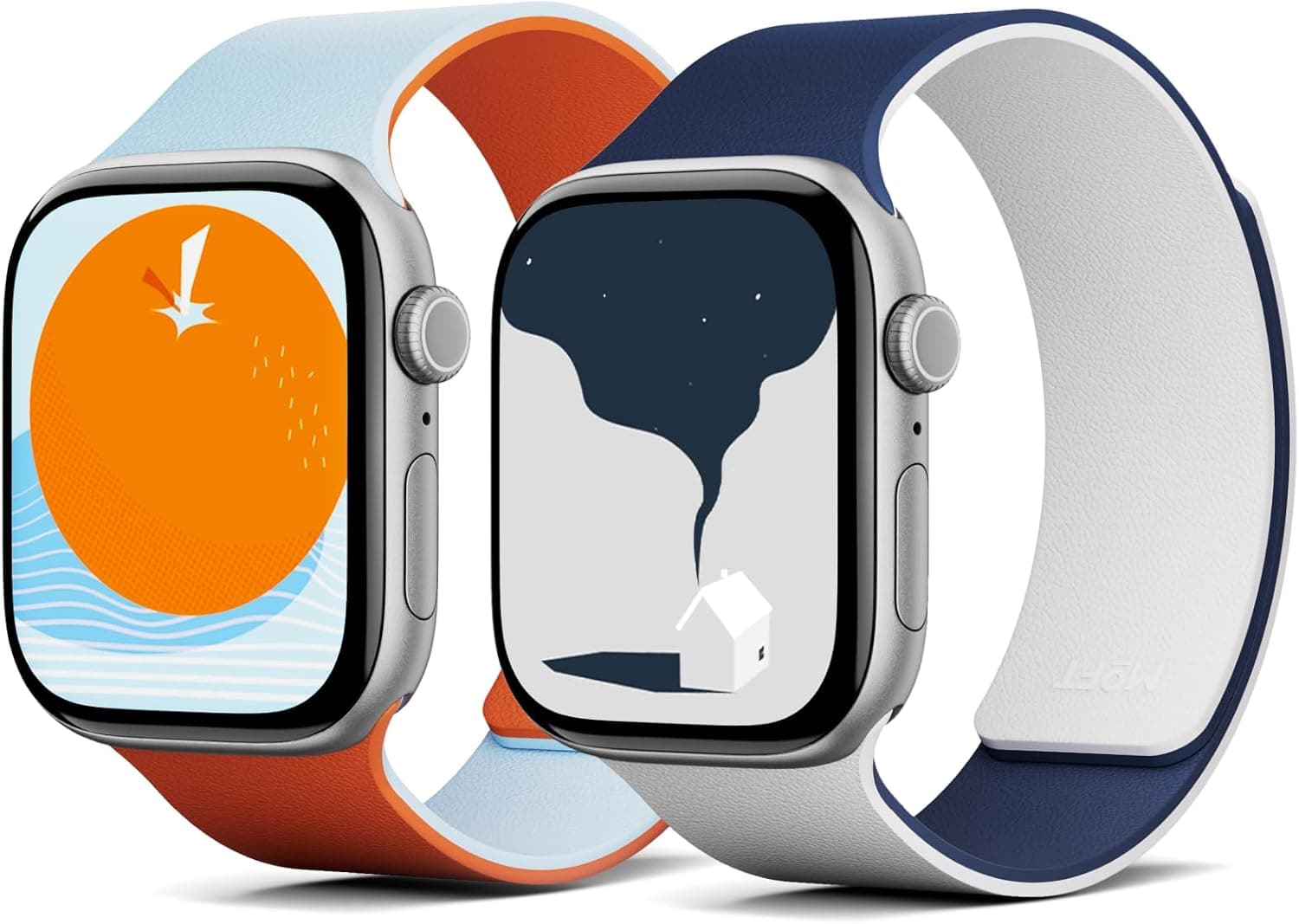 MOFT Snap Duo Watch Bands Compatible with Apple Watch 42mm(S3-1)/44mm/45mm/46mm/49mm Wake Orange x Swell Blue & Wade BluexEcho Gray