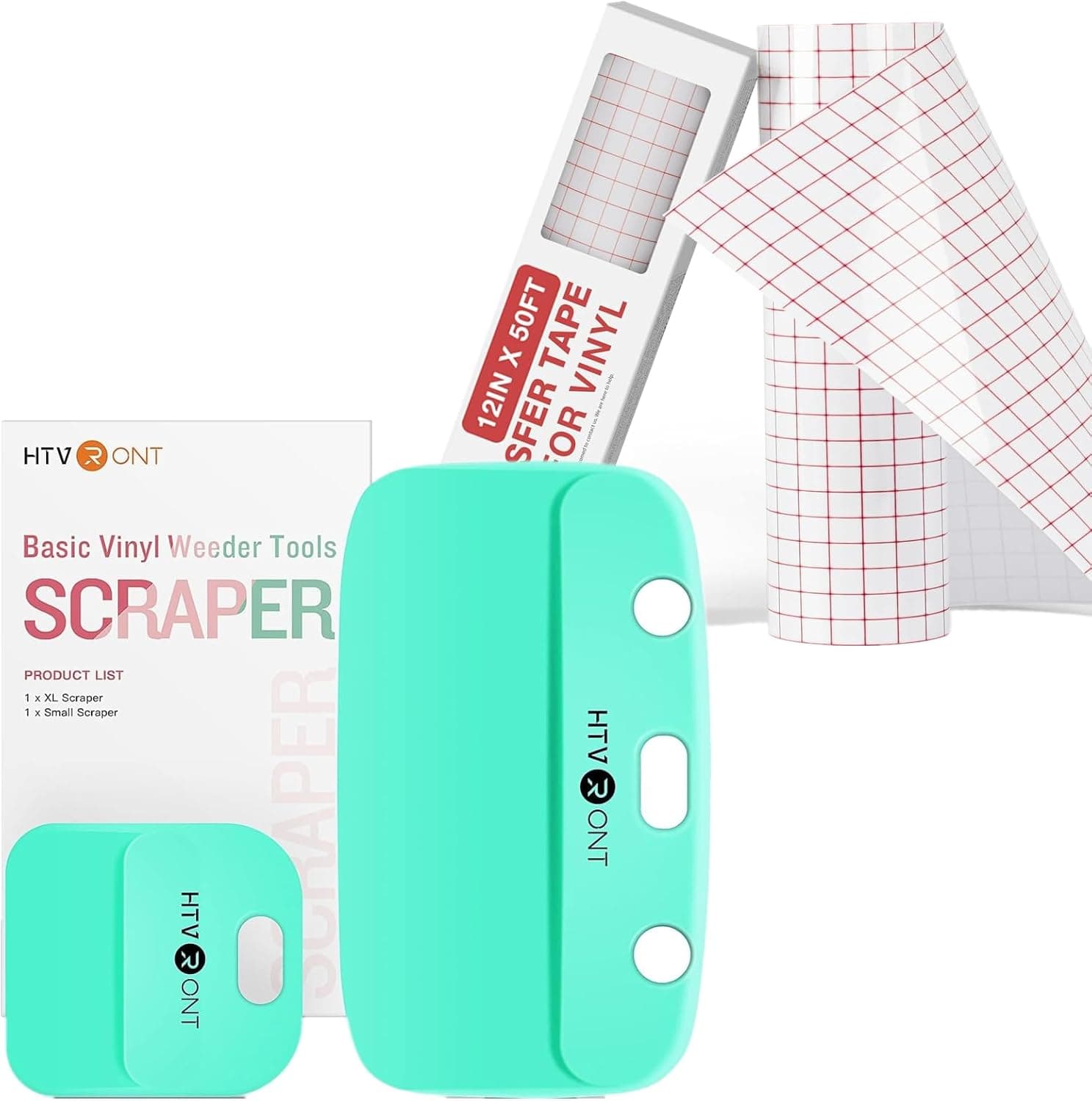 HTVRONT 2 Pack Vinyl Scraper Tools & Clear Vinyl Transfer Paper Tape Roll 50FT