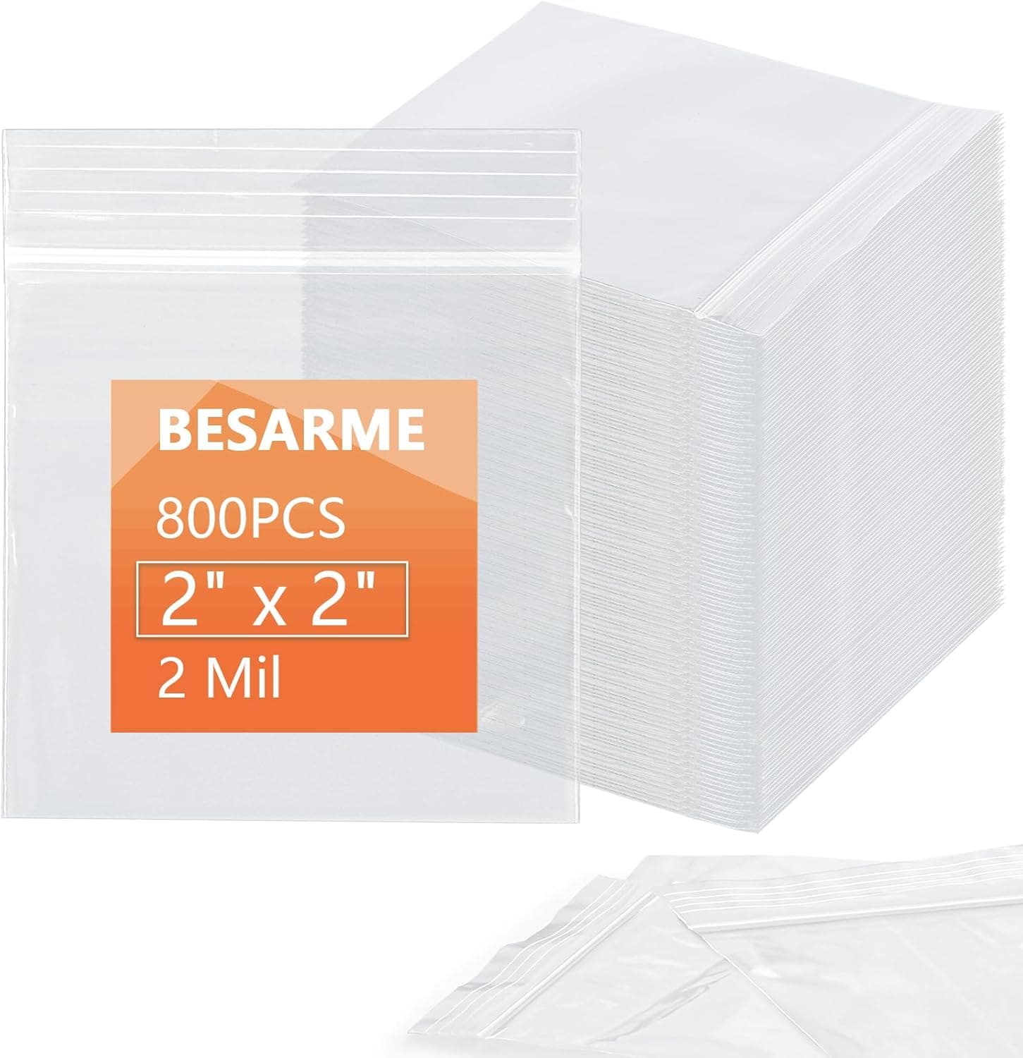 800 PCS 2" x 2" Small Plastic Bags for Jewelry Mini Clear Plastic Poly Bag 2 Mil with Resealable Lock Seal Zipper for Storage Gifts Candy Screws