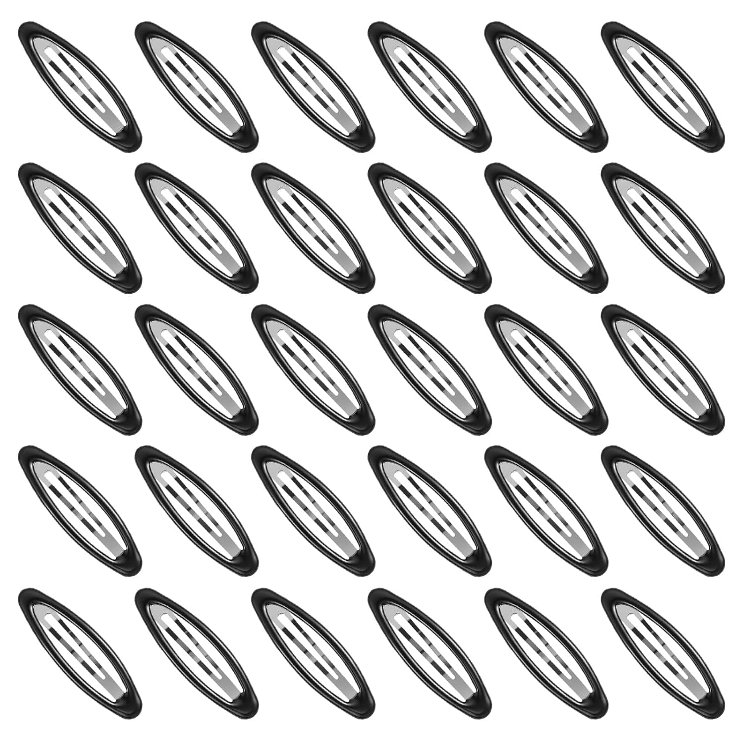 obeoby 30pcs Black Snap Hair Clip for Women, 2.7 In Oval Metal Hair Barrettes for Girls and Women Pink Brown Hairs Accessories