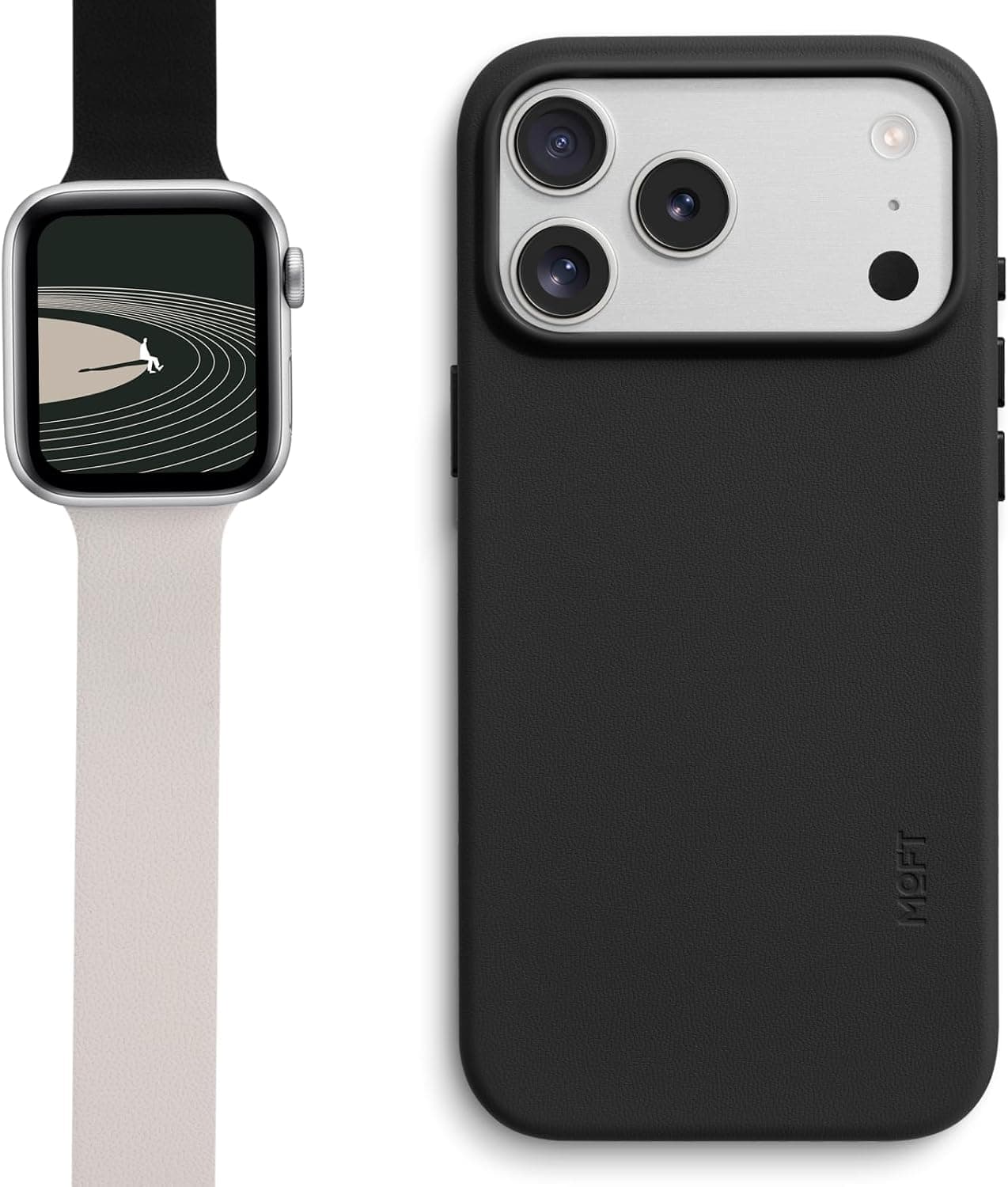 MOFT Snap Duo Watch Bands Compatible with Apple Watch 42mm(S3-1)/44mm/45mm/46mm/49mm Wake Vast Black x Stardust MOVAS Snap Case for iPhone 17 Pro Max Jet Black