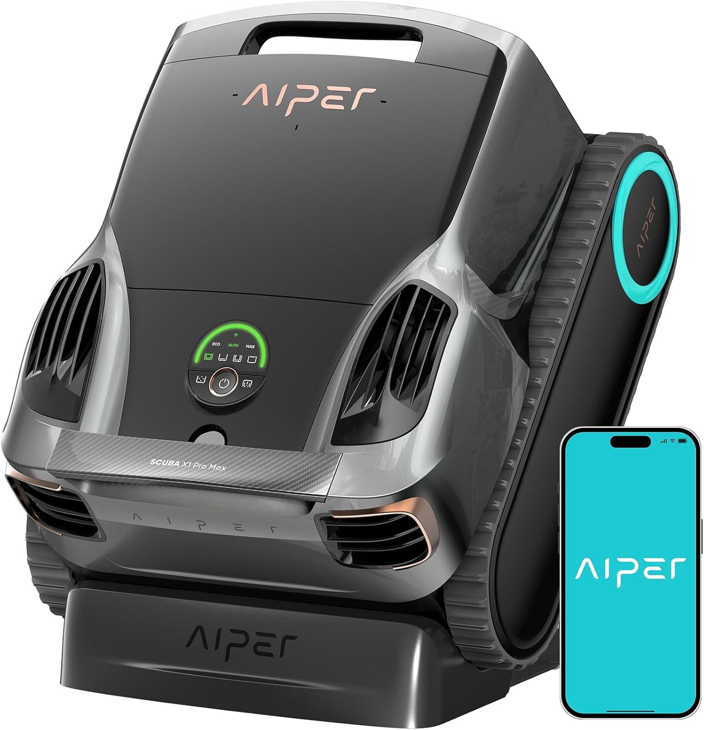 Aiper Scuba X1 Pro Max Pool Robot Vacuum & Robotic Pool Skimmer with 8,500 GPH Suction, Pool Mapping, 3μm Ultra-fine Filtration, Smart Surface Parking, for All Inground Pools, Grey
