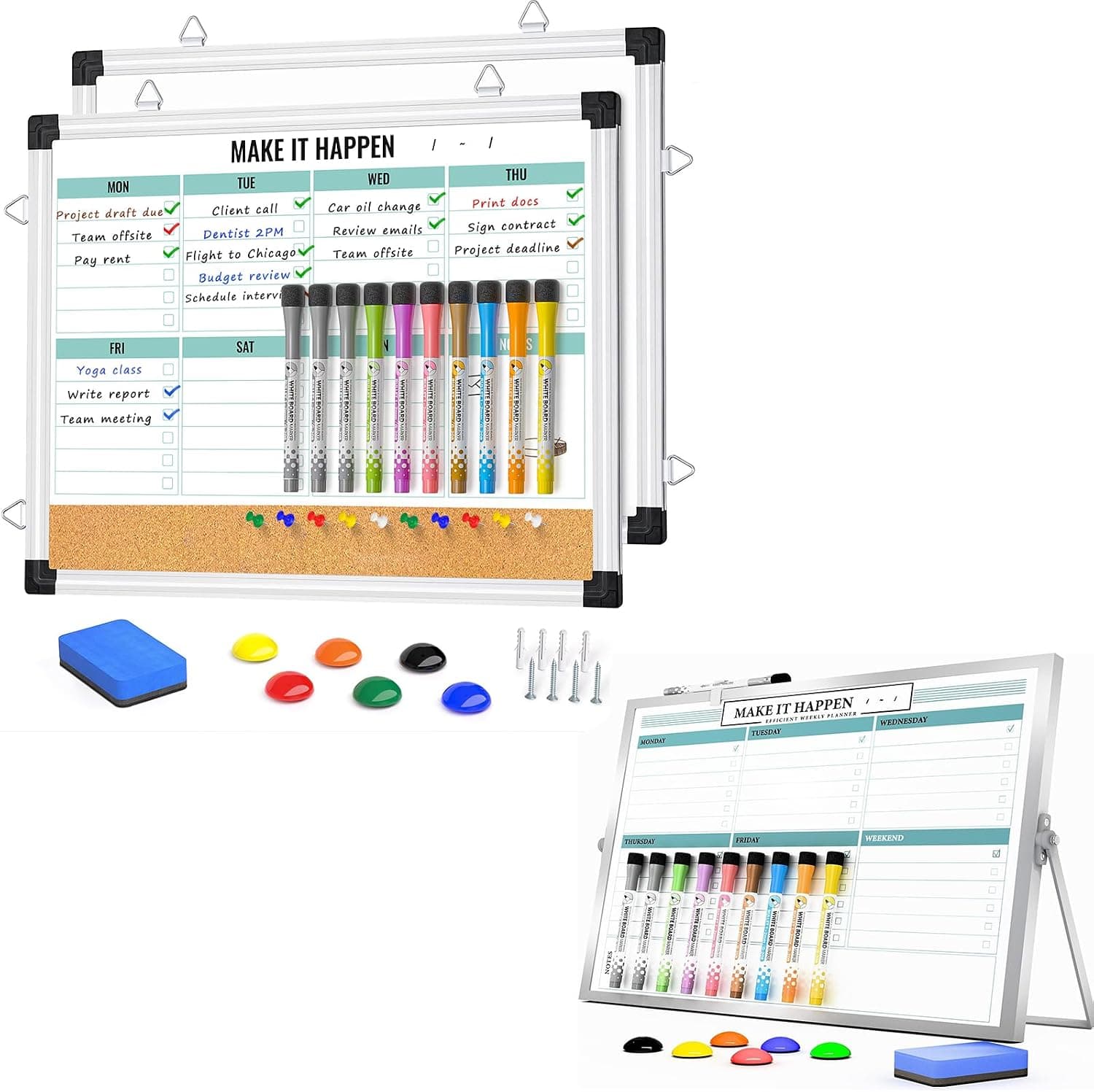 Marsrock 2Pcs Weekly Calendar Whiteboard