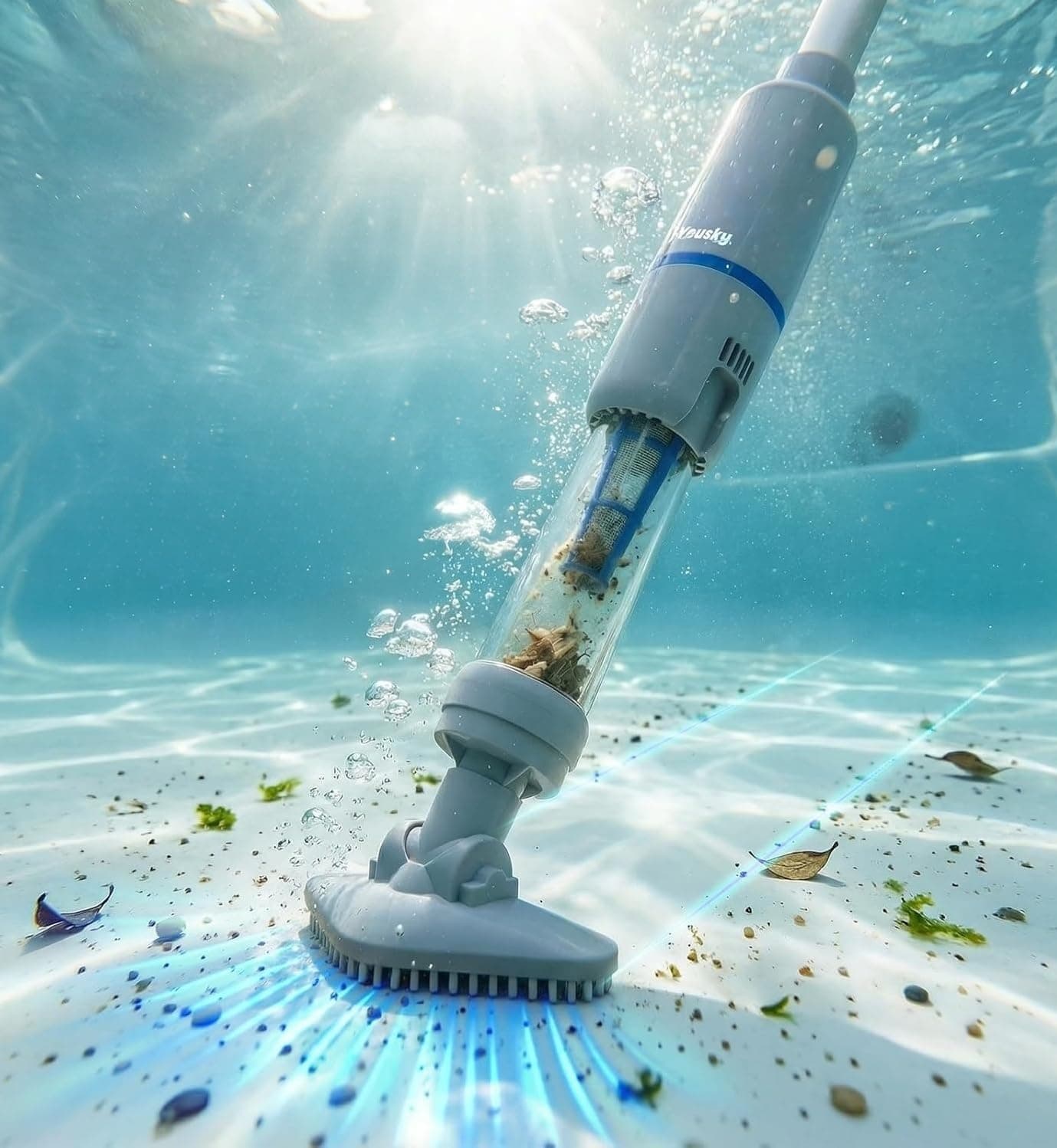Cordless Handheld Spa Hot Tub Vacuum Cleaner, Rechargeable Small Pool Vacuum for Sand & Debris, Telescopic Pole up to 65", 90 Mins Runtime Cleaner for Hot Tubs, Small Above Ground Pools