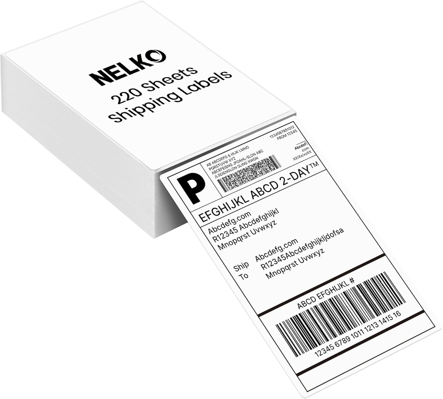 Nelko Genuine 4x6 Direct Thermal Shipping Label 220 Labels/1 Stacks, 4x6 Thermal Labels for Nelko PL70E Shipping Label Printer, Perforated and Strong Adhesive, Commercial Grade