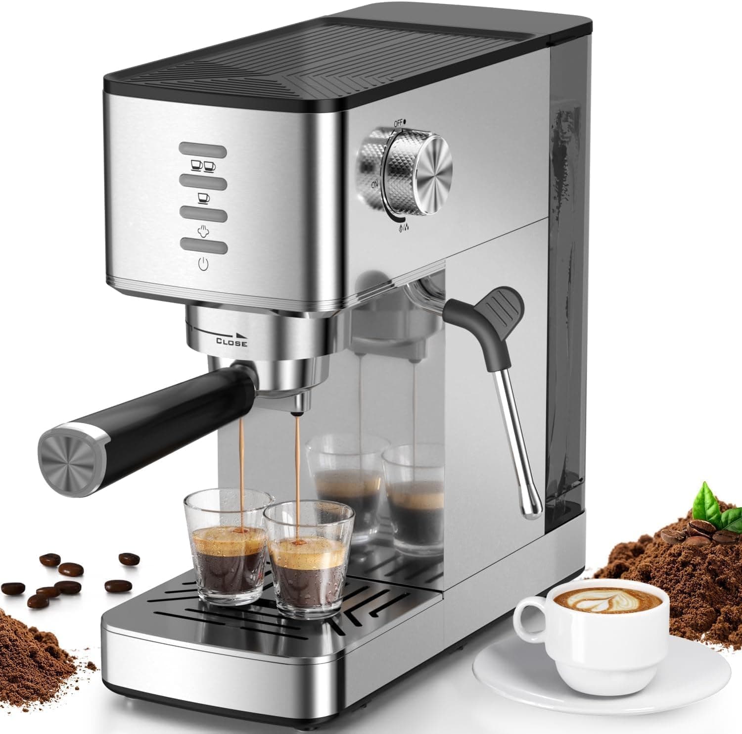 Electactic 20 Bar Coffee Espresso Maker with Fast Cold Brew Function, Built-In Steam Wand, Smart Touch Panel, 37oz Tank for Cappuccino, Latte & Espresso