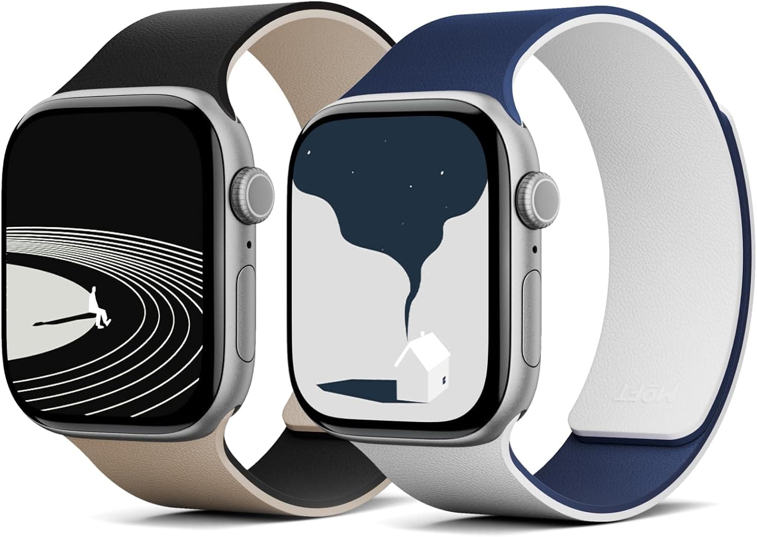 MOFT Snap Duo Watch Bands Compatible with Apple Watch 42mm(S3-1)/44mm/45mm/46mm/49mm Wake Vast Black x Stardust & Wade BluexEcho Gray