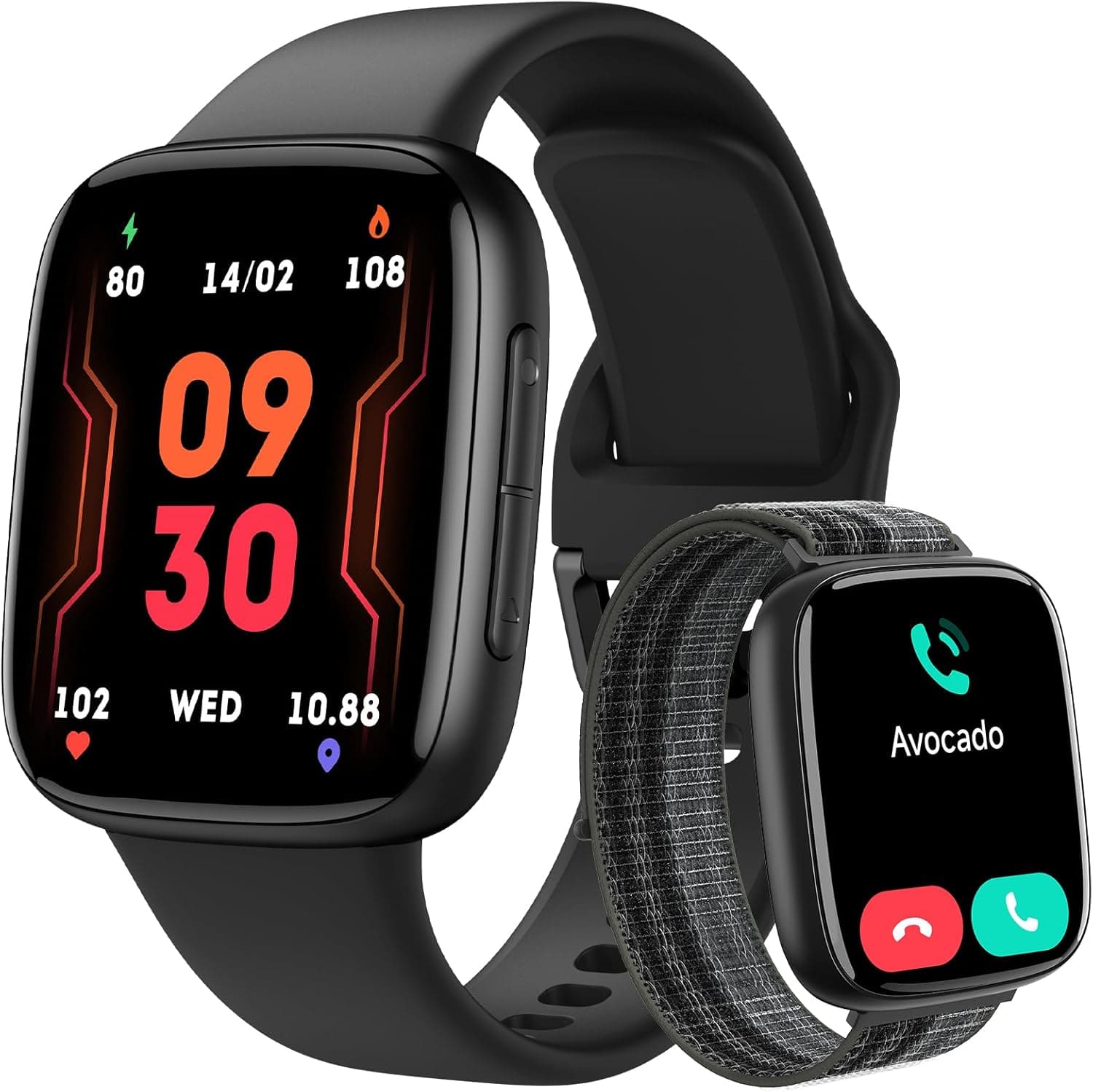 Smart Watch for Men/Women, Answer/Make Call, 1.85" AMOLED Always-On Display Screen Smartwatch for iPhone & Android, 3ATM Waterproof Fitness Tracker with Heart Rate/Sleep/SpO2 Monitor, 120+ Sport Modes