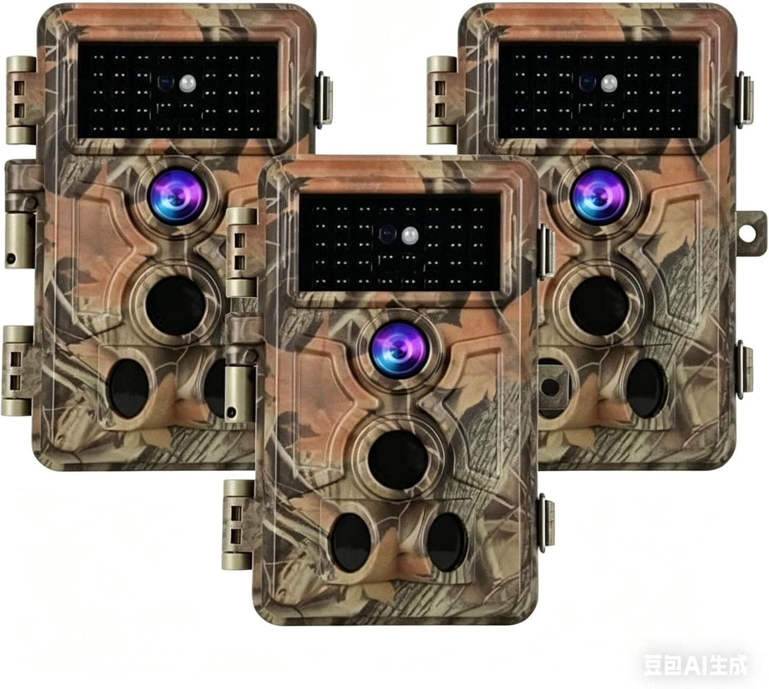 3-Pack Trail Cameras Wildlife Cam 64MP 1296P HD Video Night Vision & 0.1s Trigger Time Motion Activated IP66 Waterproof, 120°Wide Angle Time Lapse & Password Protection for Outdoor Hunting